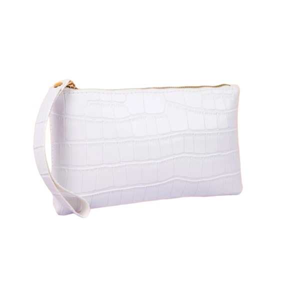 Faux Crocodile Leather White Wristlet - Picture 3 of 6
